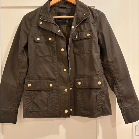 J. Crew Jackets & Blazers - J. Crew Dark Olive waxed Utility Jacket with Gold Buttons
